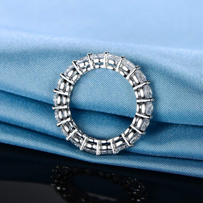 Gemsme 18K White Gold Filled Cubic Zirconia Eternity Band Ring for Women (6.5) - Image 5