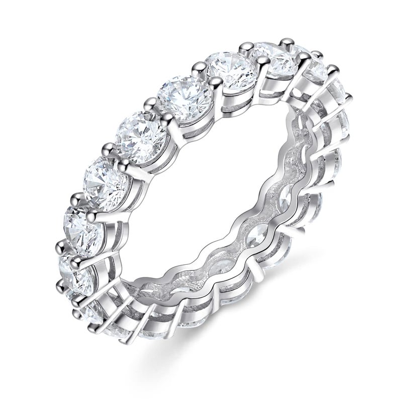 Gemsme 18K White Gold Filled Cubic Zirconia Eternity Band Ring for Women (6.5) - Image 1