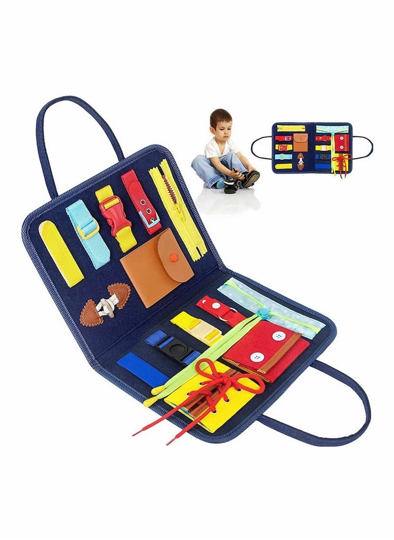 Y&D Toddler Busy Board, Montessori Toy Gifts for Fine Motor Skills & Learn to Dress, Sensory Aeroplane or Car Travel  - Image 1