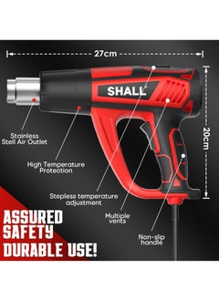 SHALL Hot Air Gun Kit, Variable Temperature Control 50°C - 600°C, with 5 Attachments, Electric Hot Air Gun, Fast Heat Gun, Defrost, Paint Stripping, Soldering  - Image 3