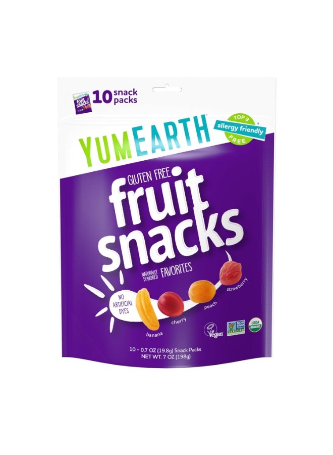 YumEarth GLUTEN FREE FRUIT SNACKS FAVORITES 10 SNACK PACKS 198G  - Image 1