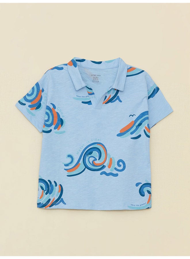 Polo Collar Short Sleeved Printed Baby Boy T-Shirt and Shorts 2-Pack Set