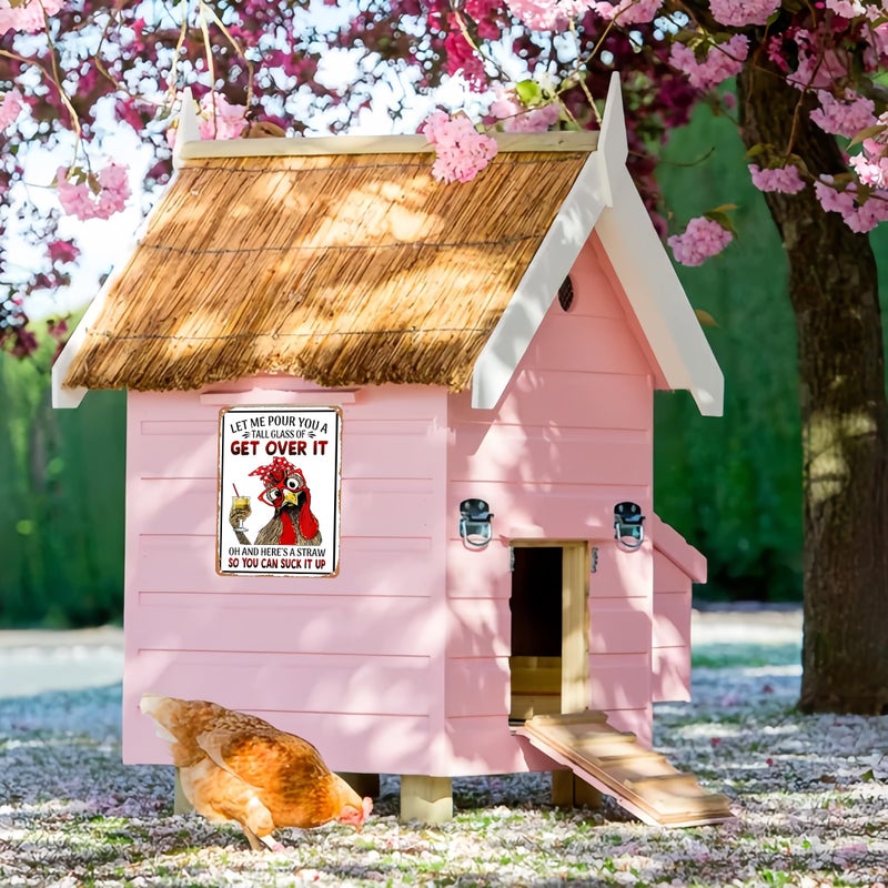Smilelife Funny Chicken Let Me Pour You A Tall Glass of Get Over It Tin Sign for Home Farm Chicken Coop Farmhouse Kicthen Garden Decor 8 X 12 Inch (3188) - Image 3