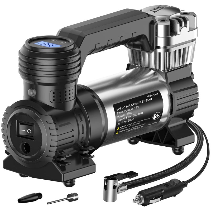 Avid Power Tire Inflator Portable Air Compressor, 30L/M Fast Inflation, Auto Tire Inflator with Gauge, Portable Air Pump for Car Tires & Many inflatables, Compact Air Compressor - Image 1