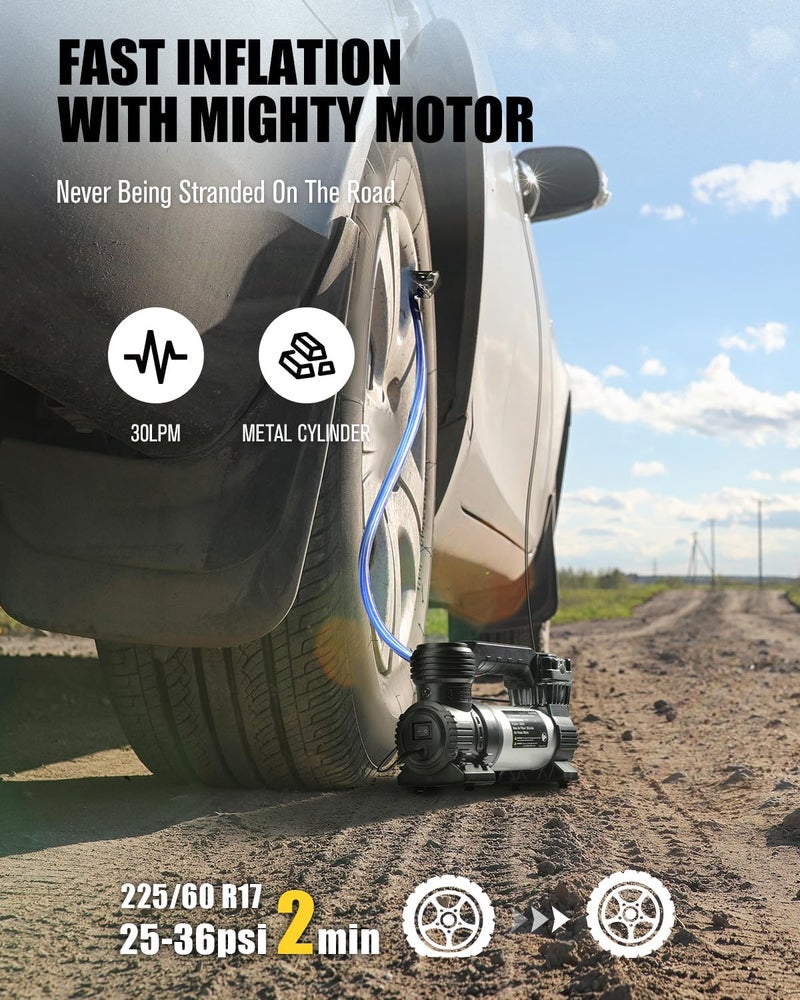 Avid Power Tire Inflator Portable Air Compressor, 30L/M Fast Inflation, Auto Tire Inflator with Gauge, Portable Air Pump for Car Tires & Many inflatables, Compact Air Compressor - Image 3