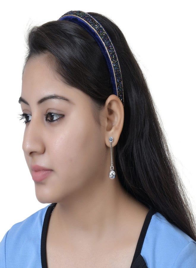 Matkooz ماتكوز - ربطة شعر مزينة بالخرز للبنات - عبوة من قطعة واحدة - أزرق داكن ومتعدد الألوان - Image 4