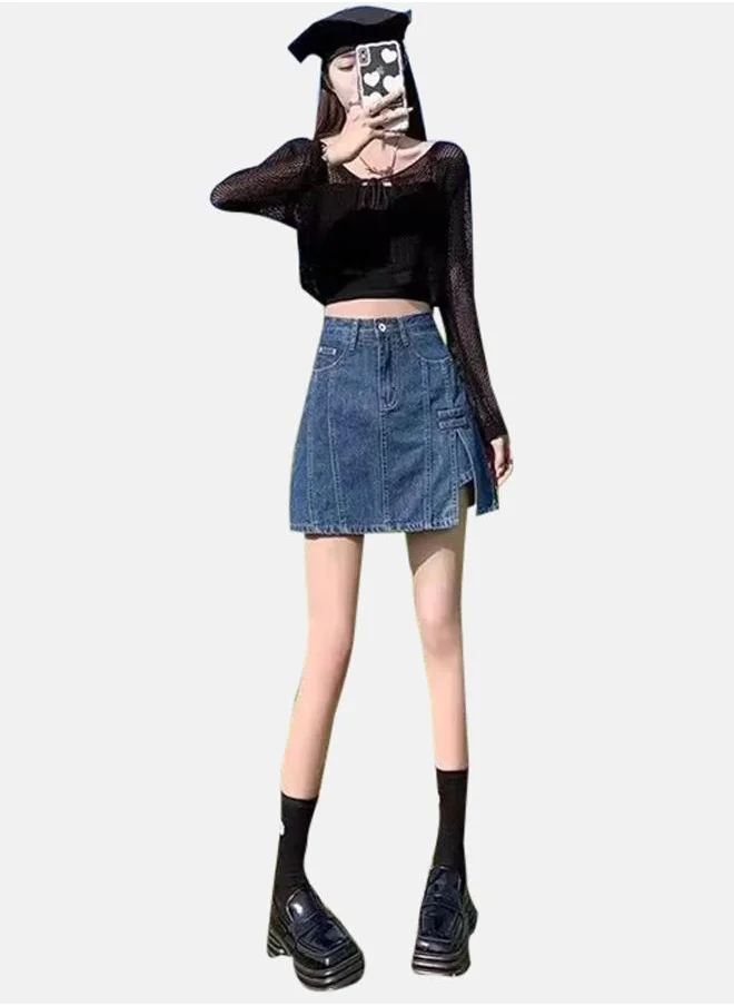 YUNIQEE Blue A-Line Denim Skirts