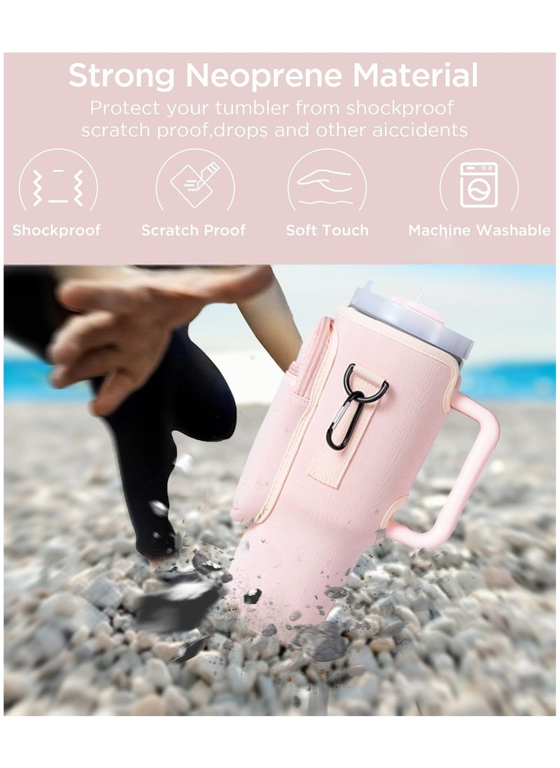 Generic - Water Bottle Carrier Bag with Phone Pocket for Stanley 40oz Tumbler Water Bottle Holder Pouch with Adjustable Shoulder Strap and Carabiner Stanley Cup Accessories for Hiking Travelling Camping - Image 1