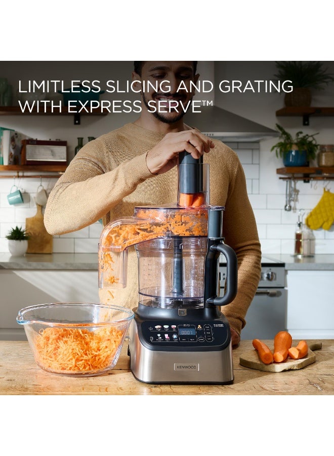 KENWOOD MultiPro OneTouch Food Processor & Blender, 1.5L Glass Blender, OneTouch Presets, Digital Scale, 11 Attachments, Juice Extractor 3 L 1000 W FDM73.980SS Silver - Image 5