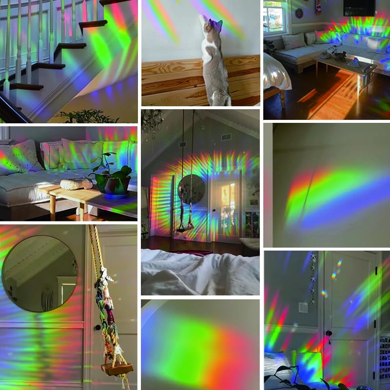 FCZon Star 20pcs Window Decals for Bird Strikes, Anti Collision Window Clings, Rainbow Reflection Window Sticker, Butterfly Style Sun Catcher Stickers for Glass Windows - Image 3