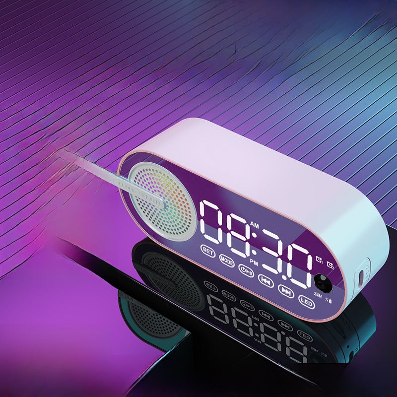 Bluetooth Speaker AI Alarm Clock Radio [Peach pink-induction version] clock + alarm clock + Bluetooth + TF card slot + night light + ultra-long standby 