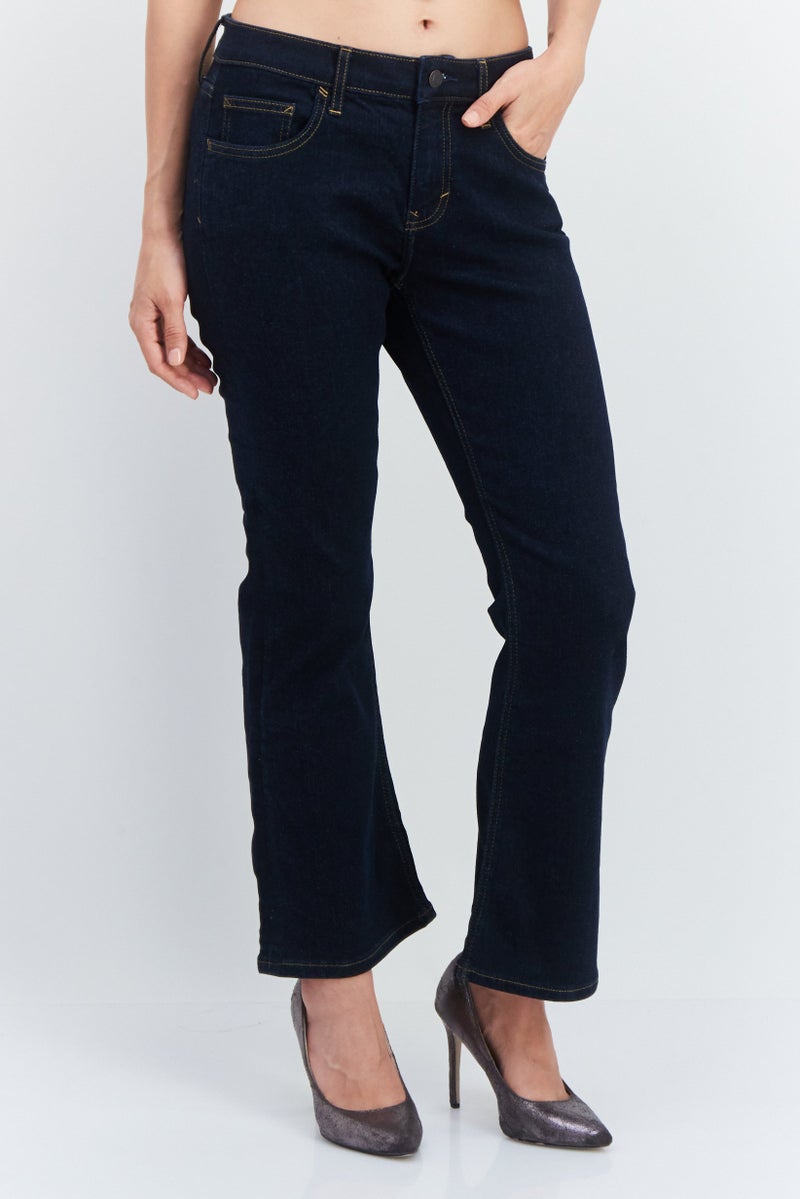 ESPRIT جينز نسائي عادي سادة قابل للتمدد بقصة بوت كوت، أزرق داكن - Image 1