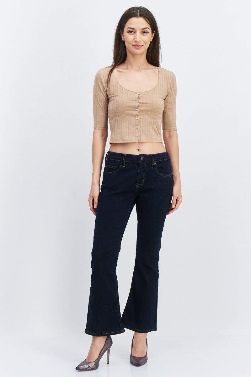 ESPRIT جينز نسائي عادي سادة قابل للتمدد بقصة بوت كوت، أزرق داكن - Image 3