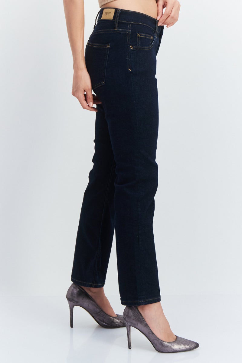 ESPRIT جينز نسائي عادي سادة قابل للتمدد بقصة بوت كوت، أزرق داكن - Image 2