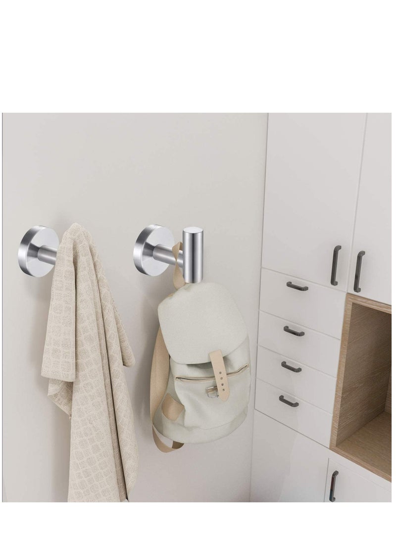 SYOSI Wall Towel Hooks Coat Hook Bathroom Robe 304 Stainless Steel Heavy Duty Door Hanger Towel Robe Clothes Cabinet Closet Sponges Hook Bathroom Bedroom Kitchen Hotel Pool 4 Packs (Silver) - Image 4