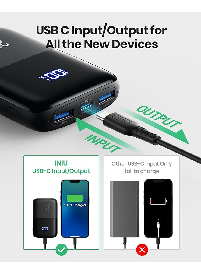 إيروريكس باور بانك 𝟐𝟐.𝟓𝑾 USB C 10000 مللي أمبير في الساعة شاحن محمول صغير بتقنية Pd3.0 وتقنية Qc4.0 وحزمة بطارية شحن سريع و3 منافذ لشاحن الهاتف لأجهزة Iphone 15 14 13 12 11 8 - Image 5