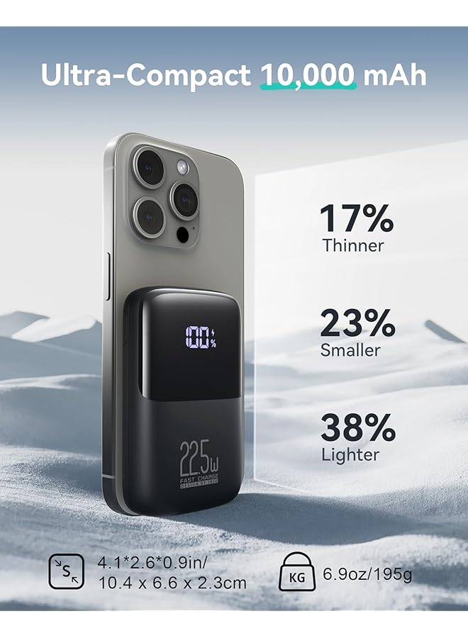 إيروريكس باور بانك 𝟐𝟐.𝟓𝑾 USB C 10000 مللي أمبير في الساعة شاحن محمول صغير بتقنية Pd3.0 وتقنية Qc4.0 وحزمة بطارية شحن سريع و3 منافذ لشاحن الهاتف لأجهزة Iphone 15 14 13 12 11 8 - Image 2