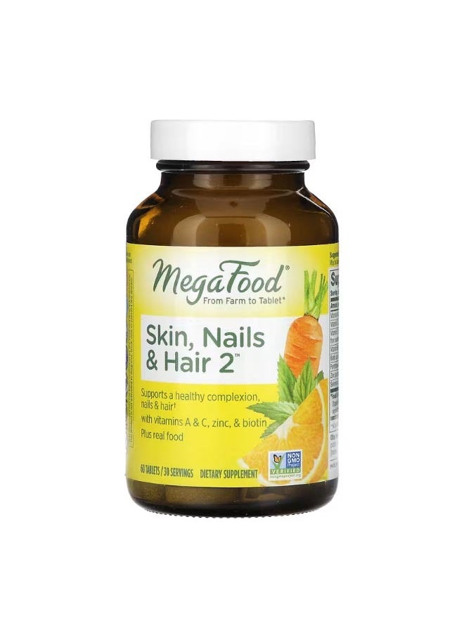 MegaFood Skin Nails and Hair 2 60 Tablets  - Image 1