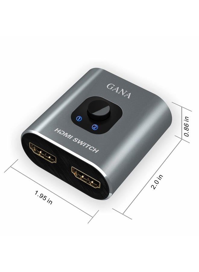 GANA HDMI Switch 4k HDMI Splitter- Aluminum Bidirectional HDMI Switcher,HDMI Switch Splitter 2 in 1 Out, Manual HDMI Hub Supports HD 4K@60hz for Blu-Ray-Player Fire Stick Xbox(Only ONE monitor) - Image 3