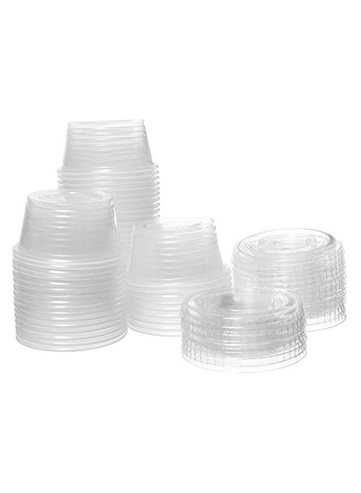 Green Tiger Disposable Plastic Portion Cups with Lids - 100 Sets, Clear 1.5 oz. transparent