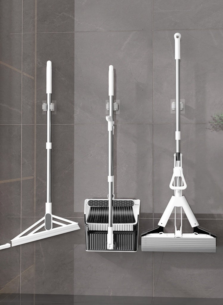 هايدو هذه المجموعة من 4 قطع من أدوات التنظيف تتضمن: مسحة قطن خالية من اليد 28 سم ، ومكبسة قابلة للطي ومجموعة غبار ، ومكشحة 28 سم ، وثلاثة مقاطع سريعة مثبتة على الجدار - مجموعة تنظيف سريعة التجفيف وصديقة للبيئة ، ومساعد صغير لحياة الأثاث للناس الكسل - Image 2