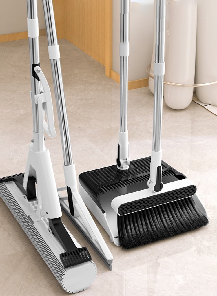 هايدو هذه المجموعة من 4 قطع من أدوات التنظيف تتضمن: مسحة قطن خالية من اليد 28 سم ، ومكبسة قابلة للطي ومجموعة غبار ، ومكشحة 28 سم ، وثلاثة مقاطع سريعة مثبتة على الجدار - مجموعة تنظيف سريعة التجفيف وصديقة للبيئة ، ومساعد صغير لحياة الأثاث للناس الكسل - Image 1