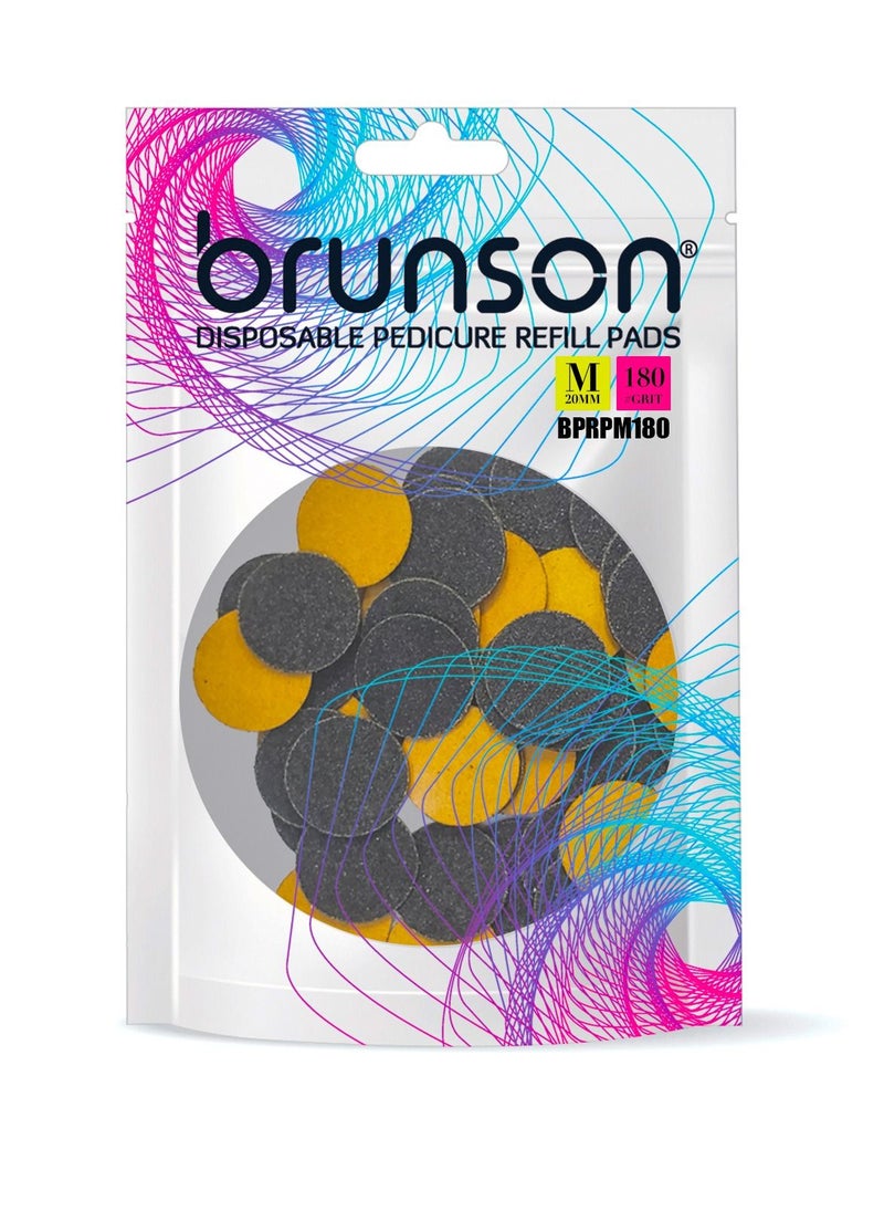brunson 50pcs Self-adhesive Sandpaper Disk Replacement Pad Foot File Disc for Electric Rasp Files Callus Cuticle Hard Dead Skin Removal Pedicure Tools M 20MM #180grit  - Image 2