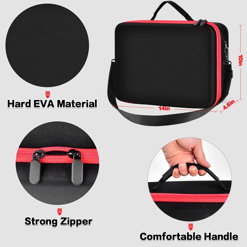 Comecase Hard Carrying Case for Meta Quest 3S/ 3/ for Oculus Quest 2 Official Original/Elite Strap VR Headset and Controller Accessories,Portable Travel Storage Bag for Home, Outdoor - Red Zipper - Image 3