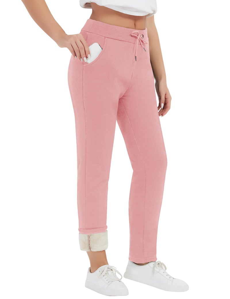 Flygo Women's Sherpa Fleece Lined Joggers Sweatpants Winter Warm Pants with Pockets(02 Pink-M) - Image 2