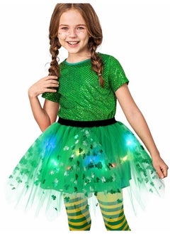 Kakaco Light Up St. Patrick'S Tutu Skirt Green Shamrock Tulle Tutus Irish Festival Tutu Costume For Teen Girls  - Image 3