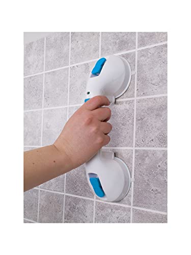 Carex Suction Shower Grab Bar – 12” Ultra Grip Shower Handle - Dual Locking Grab Bars for Bathtubs and Showers – Seniors, Disabled, Handicap, Elderly Assistance Product - Image 2
