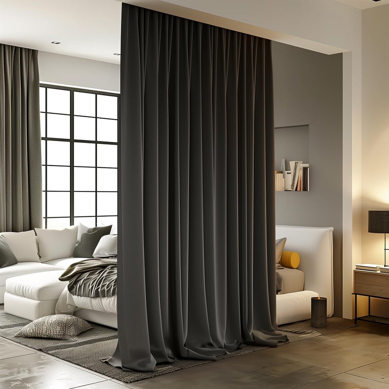 Room Divider Curtains for Ceiling Track Rod Blackout Ceiling Track Curtains with Hooks Noise Reduction Privacy Curtain for Wall Ceiling Mount Track 83 ft Wide x 7 ft Tall Black 1 Panel