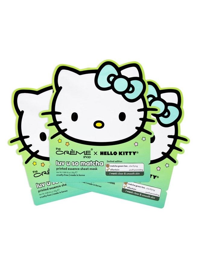 The Crème Shop X Hello Kitty Luv U So Matcha Printed Essence Sheet Mask (3 Pack)  - Image 1