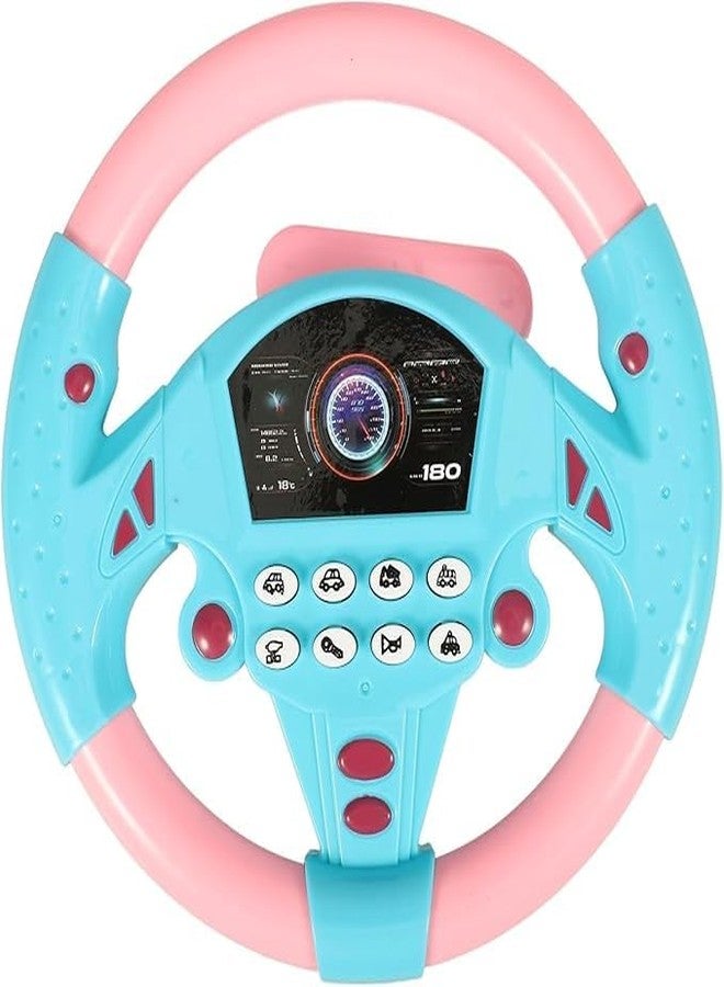 Logizu Premium Kids Driving Steering Wheel Funny Interactive Driving Wheel with Music (Pink & Blue Steering) - Image 1