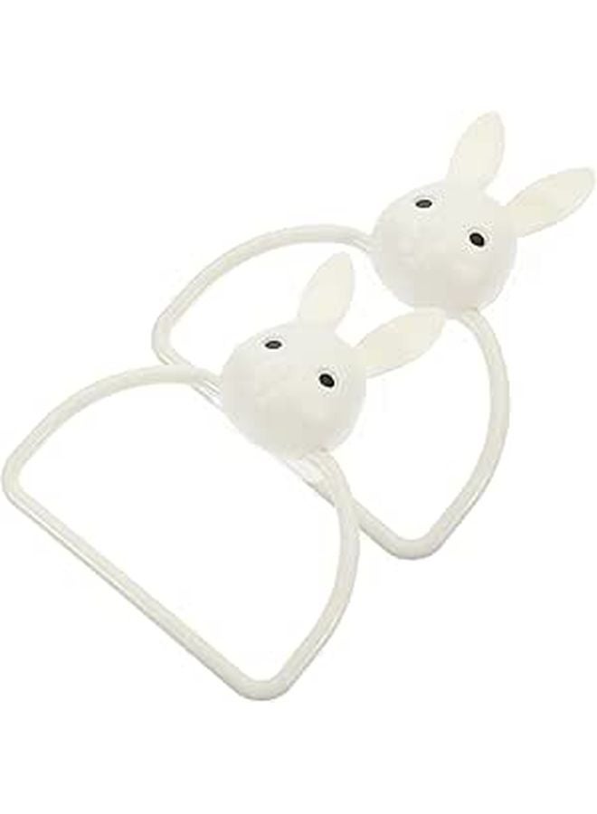 Wall Mounted Rabbit Towel Holder Set Adhesive Cute Cartoon Design No Drill - Image 1