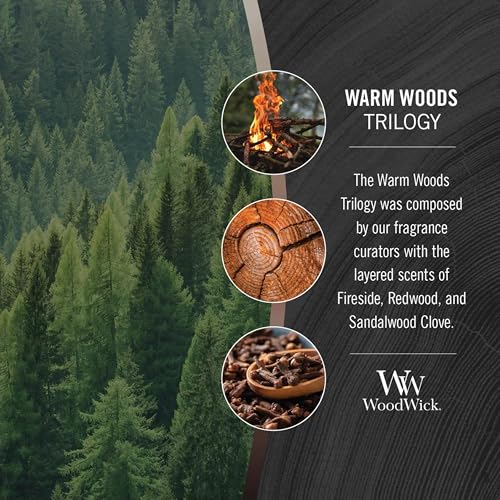 WoodWick Warm Woods Trilogy Holiday Candle Gifts for Women and Men, 21.5 oz Large Hourglass Trilogy Candle with Crackling Wick - Image 4