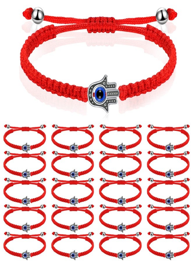 جيديف مجموعة جاديف من 20 قطعة من أساور الحماية الحمراء لجلب الحظ، سوار أحمر قابل للتعديل، حبل كابالا مضفر، هدية مثالية للأحبة والأصدقاء من النساء والرجال، طوله 177.8 ملم، مزين بشريط. - Image 1