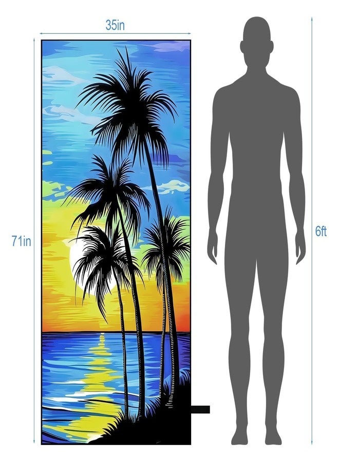 MelonBoat Oversized Microfiber Beach Towel Thin, Blue Sunset Seaside Double Sided Printed Towel 1PC, Large Soft Absorbent Compact Beach Towels for Men Women Adult, Summer Beach Pool Swim Rafts Bath, 35"x71" - Image 2