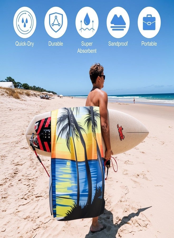 MelonBoat Oversized Microfiber Beach Towel Thin, Blue Sunset Seaside Double Sided Printed Towel 1PC, Large Soft Absorbent Compact Beach Towels for Men Women Adult, Summer Beach Pool Swim Rafts Bath, 35"x71" - Image 5