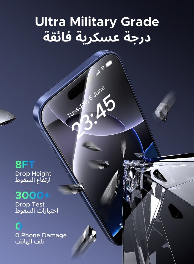 يو جرين مجموعة واقي شاشة 2P وواقي عدسة كاميرا 1P لهاتف آيفون 17 برو ماكس فائق الوضوح مقاوم للخدش، حماية من الدرجة العسكرية، سهل التركيب، مضاد لبصمات الأصابع، غشاء زجاجي خالٍ من الفقاعات - Image 2