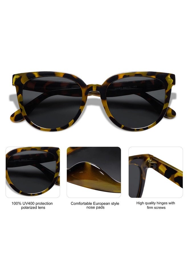 Sojos Round Polarized Sunglasses For Women Fashion Trendy Style Uv Protection Lens Sunnies Sunglasses Sj2175 With Green Tortoise Framegrey Lens  - Image 4