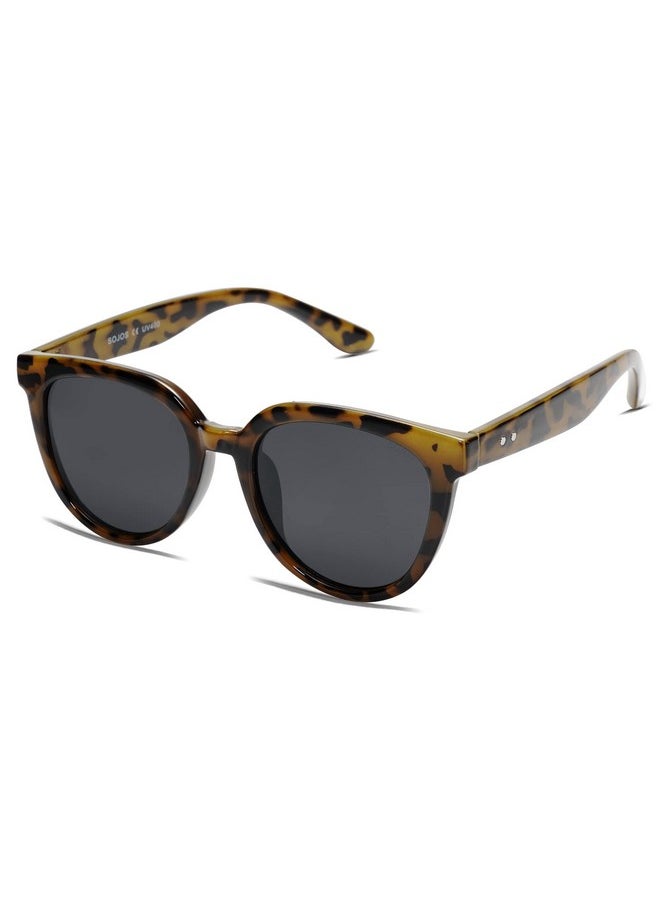 Sojos Round Polarized Sunglasses For Women Fashion Trendy Style Uv Protection Lens Sunnies Sunglasses Sj2175 With Green Tortoise Framegrey Lens  - Image 3