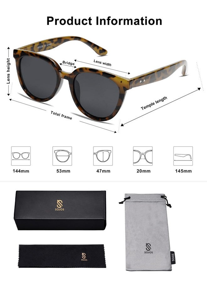 Sojos Round Polarized Sunglasses For Women Fashion Trendy Style Uv Protection Lens Sunnies Sunglasses Sj2175 With Green Tortoise Framegrey Lens  - Image 5