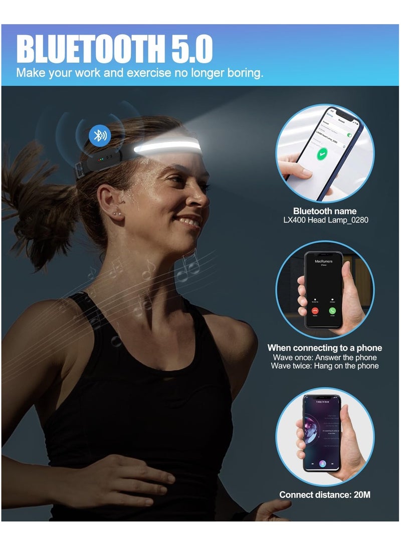 SYOSI LED Head Torch with Bluetooth Function, 3 Modes, IPX4 Waterproof, 230° Wide Floodlight, Adjustable Vision Sensor, Super Bright Head Lamp for Camping, Repair, Fishing  - Image 3