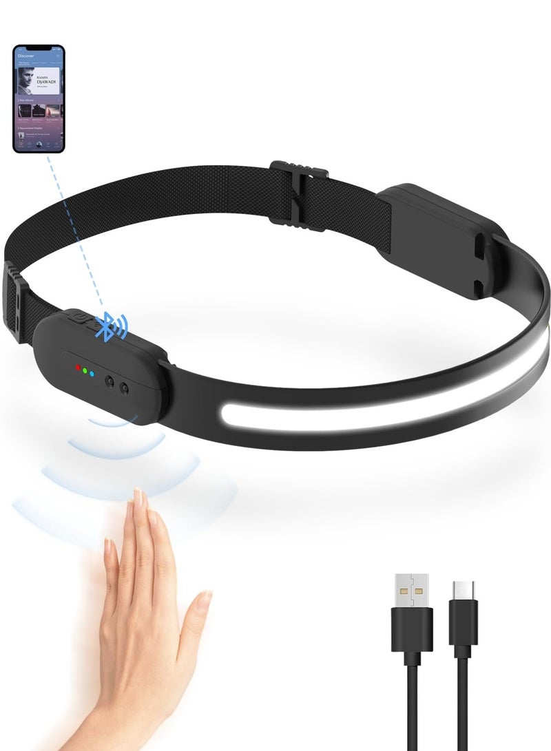 SYOSI LED Head Torch with Bluetooth Function, 3 Modes, IPX4 Waterproof, 230° Wide Floodlight, Adjustable Vision Sensor, Super Bright Head Lamp for Camping, Repair, Fishing  - Image 1