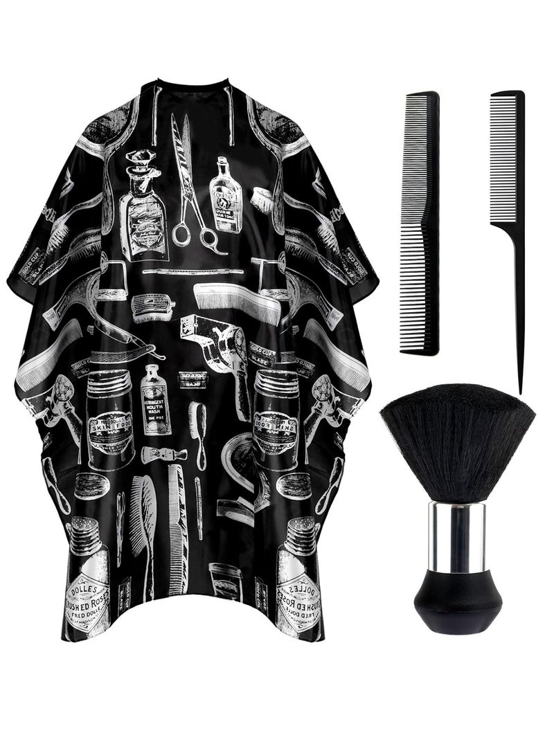 FEBSNOW FEBSNOW Hair Cutting Cape Kit,Professional Barber Cape with Neck Duster Brush for Adults Waterproof Hairdressing Salon Cape with Adjustable Closure Snap Salon Barber Supplies  - Image 1