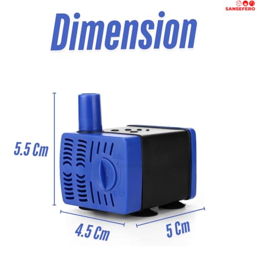 SANSEFERO® Aquarium Submersible Water Pump With Adjustable Flow Control And Energy Saving Submersible Pump For Aquarium | Power : 3W | Output : 230L/H | H.MAX: 0.5M (RS-701) - Image 2