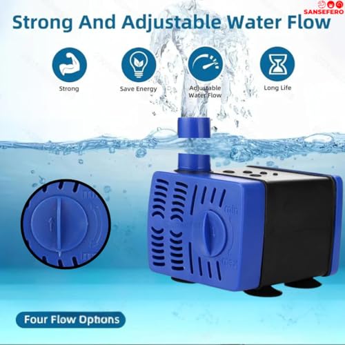 SANSEFERO® Aquarium Submersible Water Pump With Adjustable Flow Control And Energy Saving Submersible Pump For Aquarium | Power : 3W | Output : 230L/H | H.MAX: 0.5M (RS-701) - Image 4
