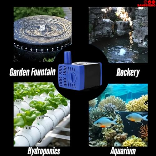 SANSEFERO® Aquarium Submersible Water Pump With Adjustable Flow Control And Energy Saving Submersible Pump For Aquarium | Power : 3W | Output : 230L/H | H.MAX: 0.5M (RS-701) - Image 5