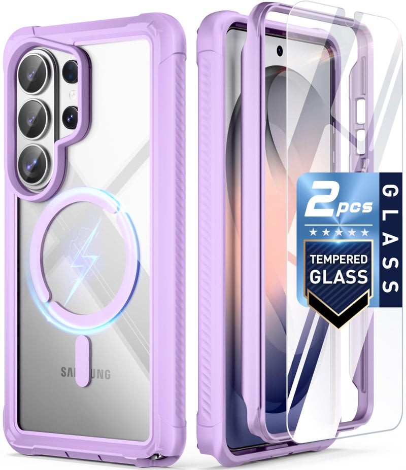Poetic Guardian MagPro Case for Galaxy S26 Ultra 6.9", MagSafe Compatible | 20FT Mil-Grade Drop Tested | 2 Tempered Glass Screen Protector, Full Body Shockproof Phone Case for S26 Ultra, Purple/Clear - Image 1